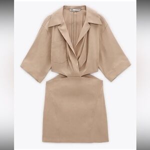 Cut-Out Mini Dress in Tan